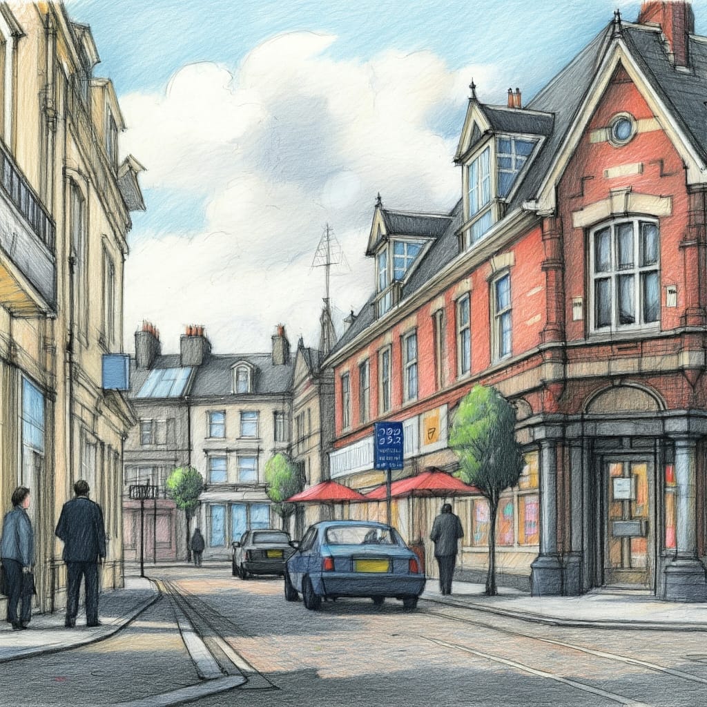 High street scene showing commercial and semi-commercial properties and new inestment opportunities for property professionals through Acorn.finance 