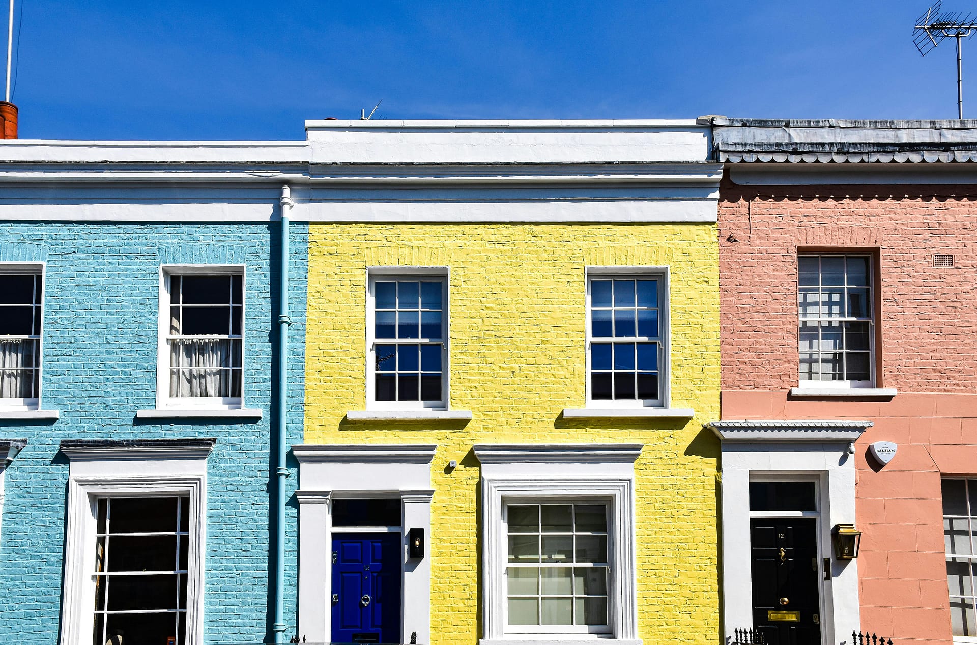 Colourful terrace as properties for a buy to let mortgage or as part of a portfolio mortgage